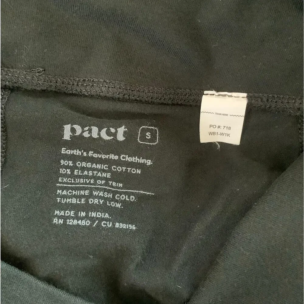 Pact Womens Small Black Organic Cotton Blend On the Go To Pocket Leggings V3-16